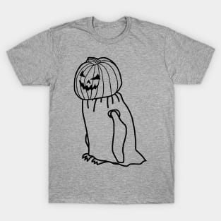 Minimal Penguin Wearing Halloween Costume Outline T-Shirt